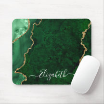 Modern Elegant Waterverf Marble Green Geode Gold