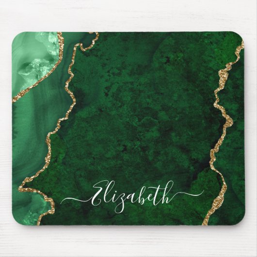 Modern Elegant Waterverf Marble Green Geode Gold Muismat (Voorkant)