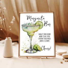 Modern Elegant Waterverf Margarita Bar Teken Reclamebord Met Voetstuk