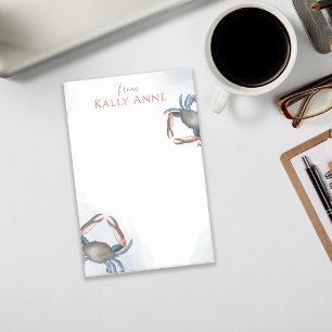 Modern Elegant Waterverf minimalistisch blauw krab Post-it® Notes