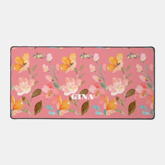 Modern Elegant Waterverf Roze Bureaumat (Voorkant)