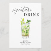 Modern Elegant Waterverf Signature Drink Sign (Voorkant)