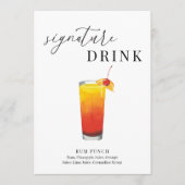 Modern Elegant Waterverf Signature Drink Sign (Voorkant)
