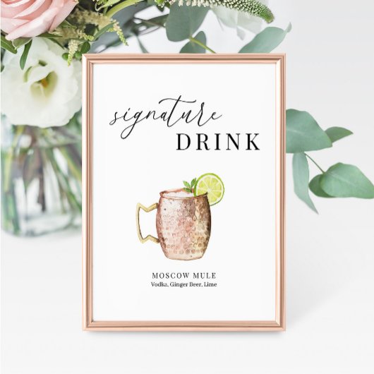 Modern Elegant Waterverf Signature Drink Sign