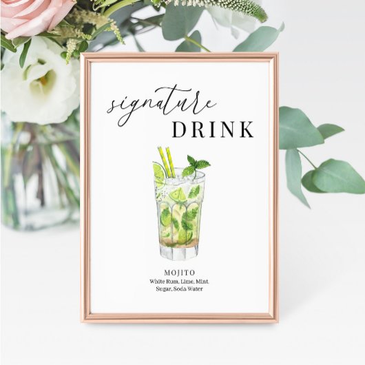 Modern Elegant Waterverf Signature Drink Sign