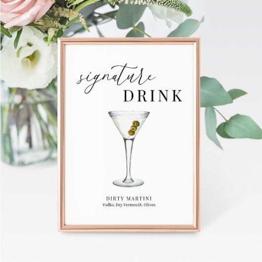 Modern Elegant Waterverf Signature Drink Sign