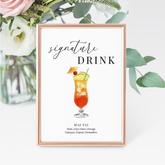 Modern Elegant Waterverf Signature Drink Sign