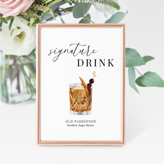 Modern Elegant Waterverf Signature Drink Sign