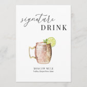 Modern Elegant Waterverf Signature Drink Sign (Voorkant)