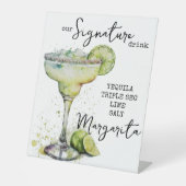 Modern Elegant Waterverf Signature Drink Sign Reclamebord Met Voetstuk (Voorkant)