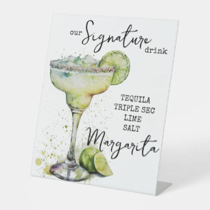 Modern Elegant Waterverf Signature Drink Sign Reclamebord Met Voetstuk
