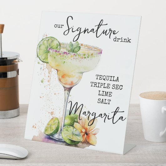 Modern Elegant Waterverf Signature Drink Sign Reclamebord Met Voetstuk (Insitu)