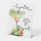 Modern Elegant Waterverf Signature Drink Sign Reclamebord Met Voetstuk (Voorkant)