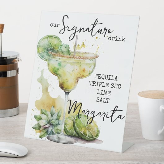 Modern Elegant Waterverf Signature Drink Sign Reclamebord Met Voetstuk (Insitu)