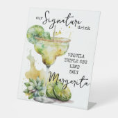 Modern Elegant Waterverf Signature Drink Sign Reclamebord Met Voetstuk (Voorkant)