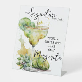 Modern Elegant Waterverf Signature Drink Sign Reclamebord Met Voetstuk