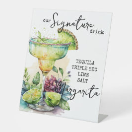 Modern Elegant Waterverf Signature Drink Sign Reclamebord Met Voetstuk