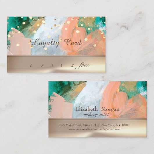 Modern Elegant Waterverf Splash Loyalty Kaart (Voorkant / Achterkant)