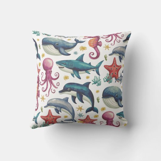 Modern elegant waterverf Zee 2 Kussen (Achterkant)