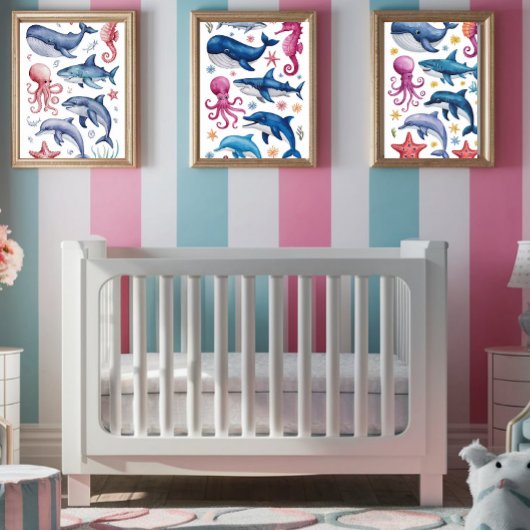 Modern elegant waterverf Zee 3 Poster