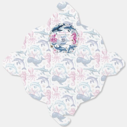 Modern elegant waterverf Zee dierlijk baby shower Bedankdoosjes (Ongevouwen)