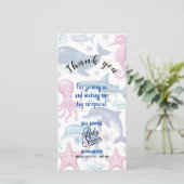 Modern elegant waterverf Zee dierlijk baby shower Bedankkaart (Staand voorkant)