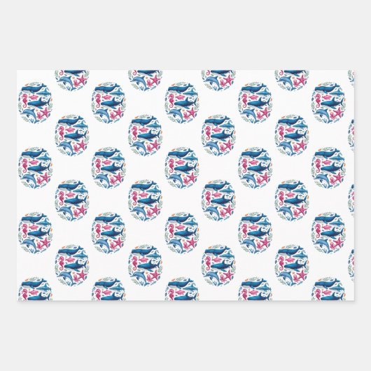 Modern elegant waterverf Zee dierlijk baby shower Inpakpapier Vel (Voorkant 3)