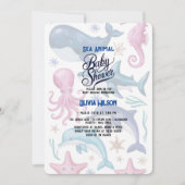 Modern elegant waterverf Zee dierlijk baby shower  Kaart (Voorkant)