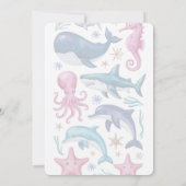 Modern elegant waterverf Zee dierlijk baby shower  Kaart (Achterkant)