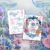 Modern elegant waterverf Zee dierlijk baby shower  Kaart
