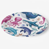 Modern elegant waterverf Zee dierlijk baby shower  Papieren Bordje (Gekanteld)