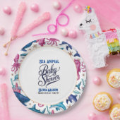 Modern elegant waterverf Zee dierlijk baby shower Papieren Bordje (Feest)