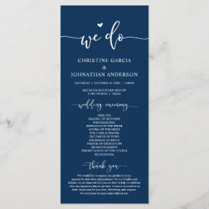 Modern Elegant, we doen dat, Wedding Ceremony Prog Programmakaart