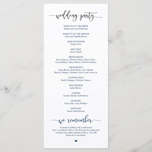 Modern Elegant, we doen dat, Wedding Ceremony Prog Programmakaart (Achterkant)