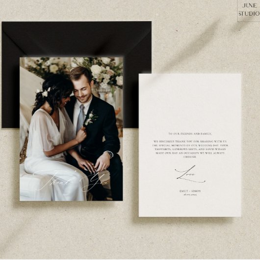 Modern Elegant Weddenschap Foto bedankt creditcard