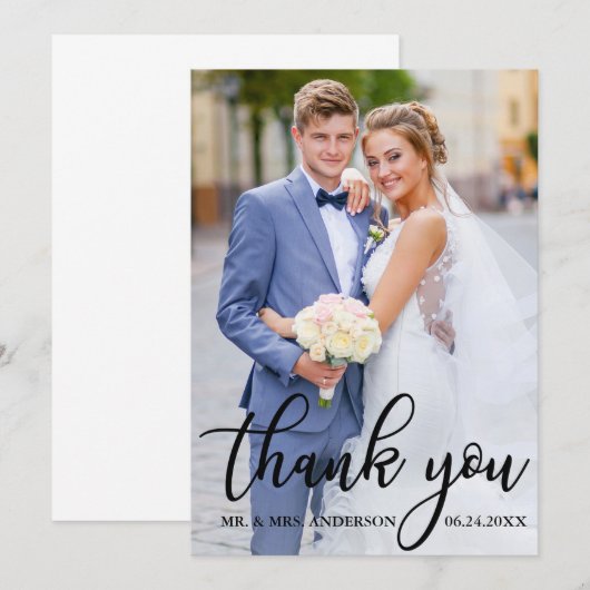 Modern Elegant Weddenschap Foto van Bride Groom Bedankkaart (Voorkant / Achterkant)