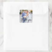 Modern Elegant Weddenschap Foto van Bride Groom Vierkante Sticker (Tas)