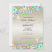 Modern Elegant Weddenschap met Blauwgroen bloemen Kaart (Voorkant)