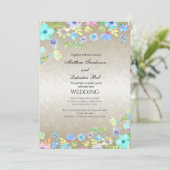 Modern Elegant Weddenschap met Blauwgroen bloemen Kaart (Staand voorkant)