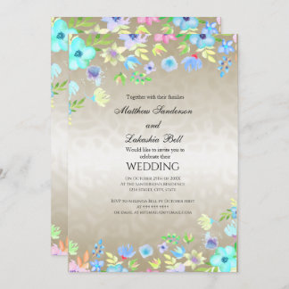 Modern Elegant Weddenschap met Blauwgroen bloemen Kaart