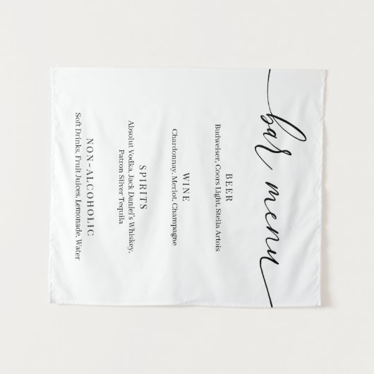 Modern Elegant Wedding Bar Menu Wandkleed (Voorkant (horizontaal))