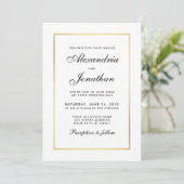 Modern Elegant Wedding Black and White Invitation Kaart (Staand voorkant)