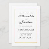 Modern Elegant Wedding Black and White Invitation Kaart (Voorkant / Achterkant)