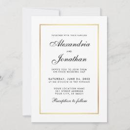 Modern Elegant Wedding Black and White Invitation Kaart