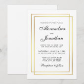 Modern Elegant Wedding Black and White Invitation Kaart (Voorkant / Achterkant)