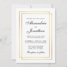 Modern Elegant Wedding Black and White Invitation