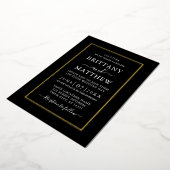 Modern Elegant Wedding Black White Gold Foil Folie Uitnodiging (Gedraaid)