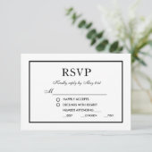 Modern Elegant Wedding Black & White RSVP M Kaartje (Staand voorkant)