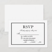 Modern Elegant Wedding Black & White RSVP M Kaartje (Voorkant / Achterkant)
