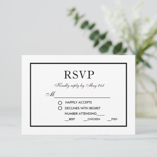Modern Elegant Wedding Black & White RSVP MB (Staand voorkant)
